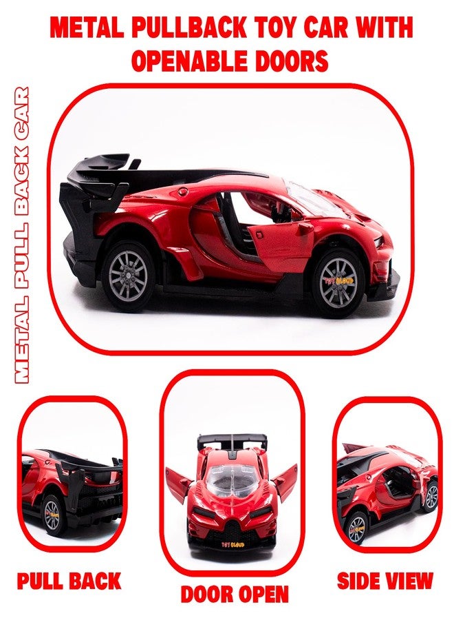 Toy Cloud 1:32 Bugatti Die Cast Metal Car Dashboard Toys Scale Model with Opening Doors Pull Back Cars Toys for 5 12 Years Kids Model Racing Kar Toy - Red - Image 5